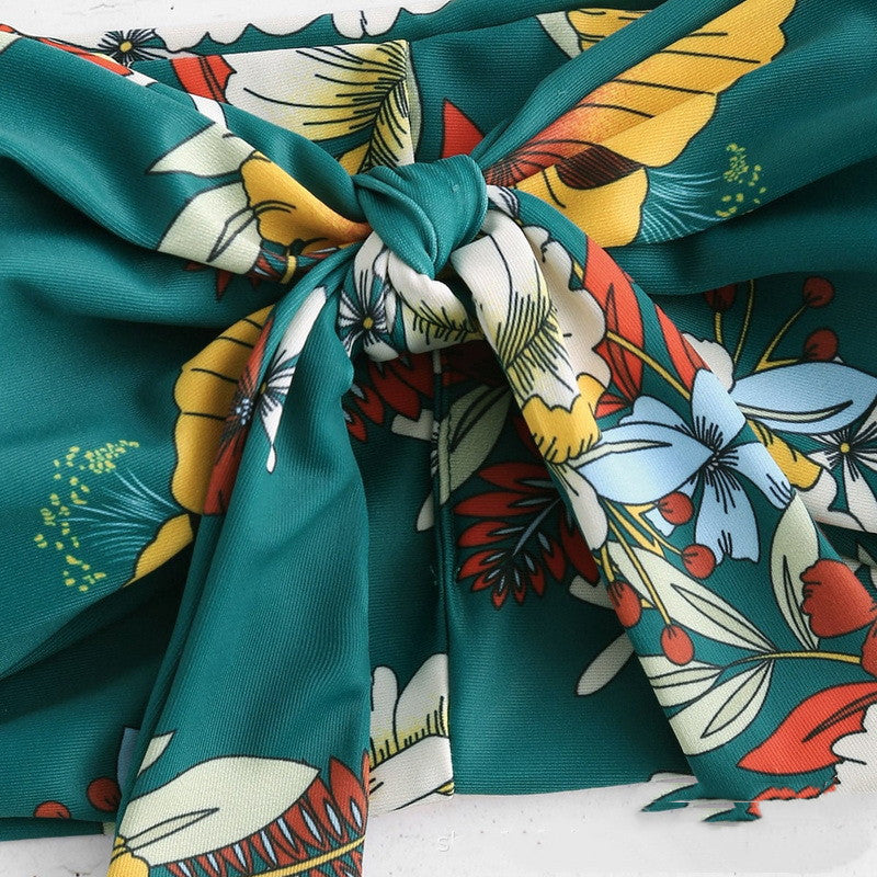 Printed Floral Strapless Bikini