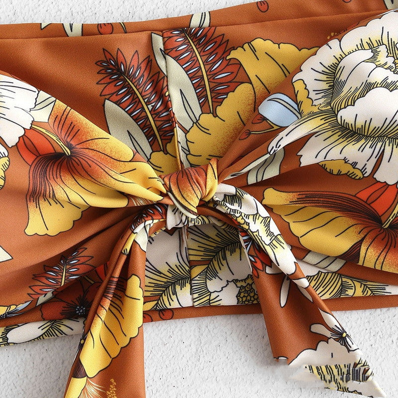 Printed Floral Strapless Bikini