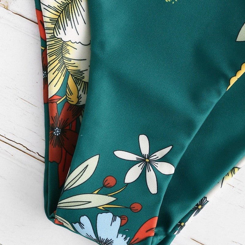 Printed Floral Strapless Bikini