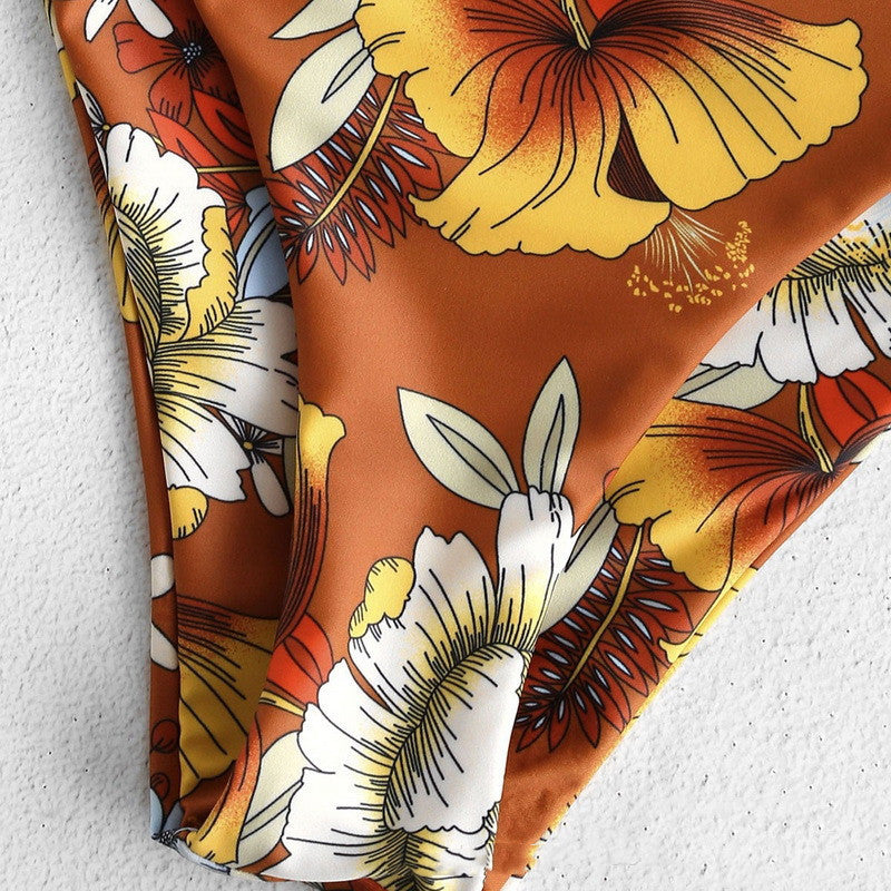 Printed Floral Strapless Bikini