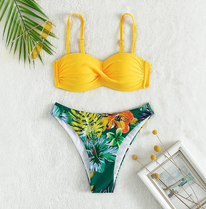 Push Up Sexy Bikini with Printed Bottoms