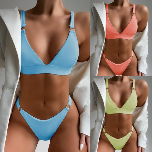 Solid Color Triangle Bikini