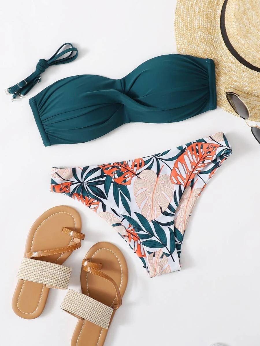 Push Up Sexy Bikini with Printed Bottoms